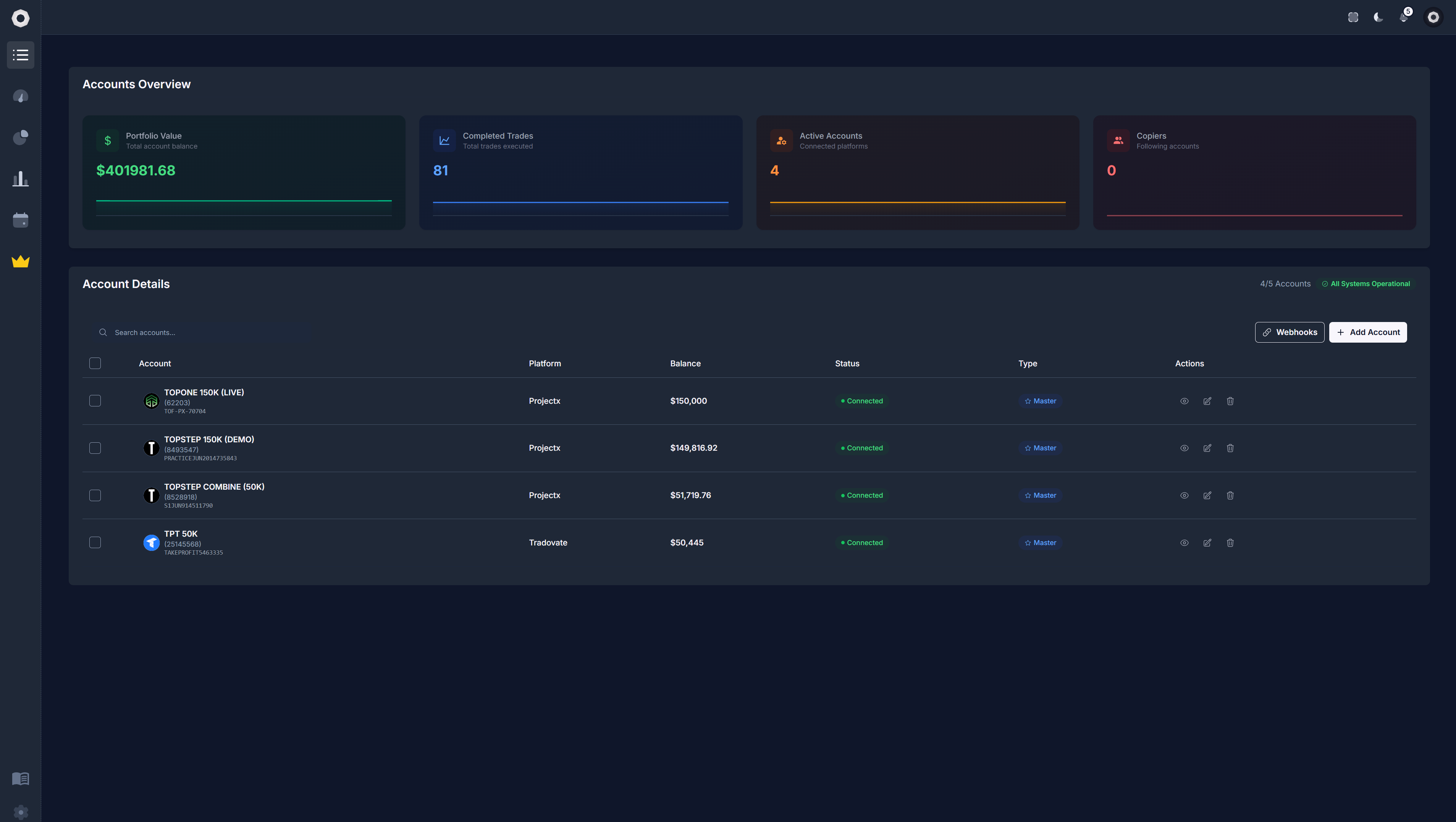 Hex Trade Dashboard